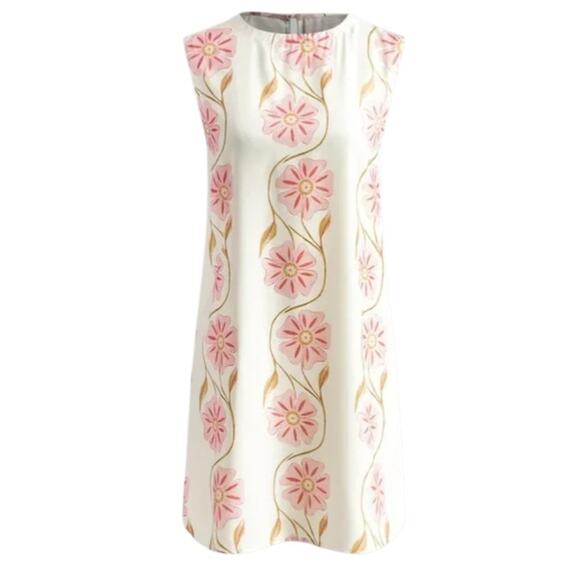 Commense Pink Daisy Floral Sleeveless Mod A-Line Mini Dress XL - Picture 1 of 7